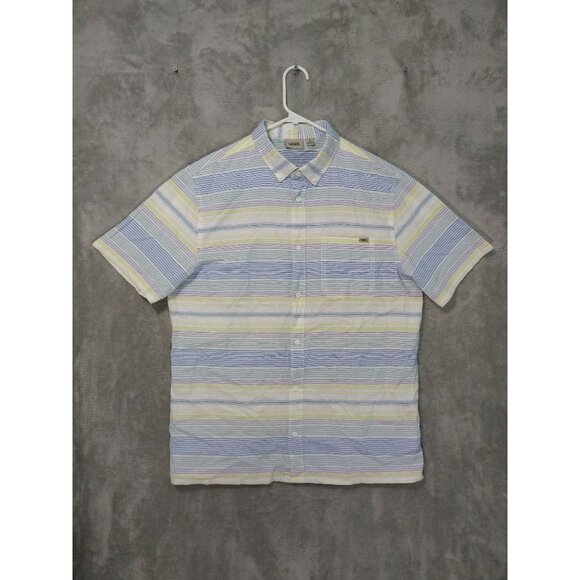 Vans Shirt Mens Large Striped Button Down Short Sleeve Cotton Skater - Picture 1 of 7